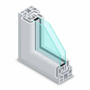 Une coupe angulaire d'une fenêtre en PVC avec double-vitrage